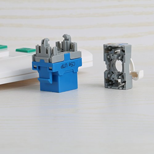 AMPCOM 10-Pack CAT5e RJ45 Tool-Less Keystone Jack, No Punch Down Tool Required UTP Module Connector Blue