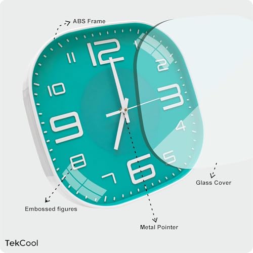 Image of TEKCOOL Plastic Analogue Wall Clock 12 inch Silent Quartz Decorative Wall Clock Non-Ticking Classic Clock Batery Operated Round Easy to Read for Room /Home /Kitchen /Bedroom /Office /School.Light Green