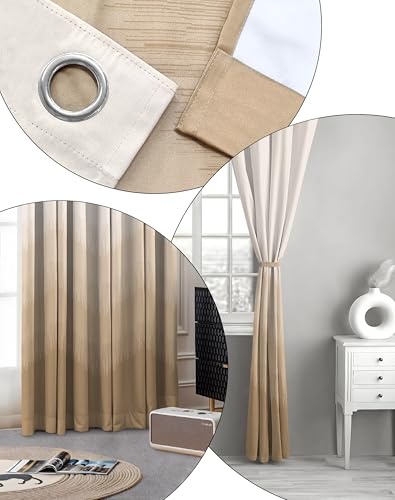 Image of Casableu Kivo Digital Print 85% Blackout Curtains for Door /Window, Thermal Insulated, Tie Back, Wider Width 50 in, Eyelet Curtains for Living Room /Bedroom (Brown 7 ft Set of 2)