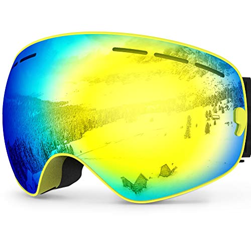 YAKAON Ski Snowboard Snow Goggles with UV Protection Anti-Fog Spherical ...