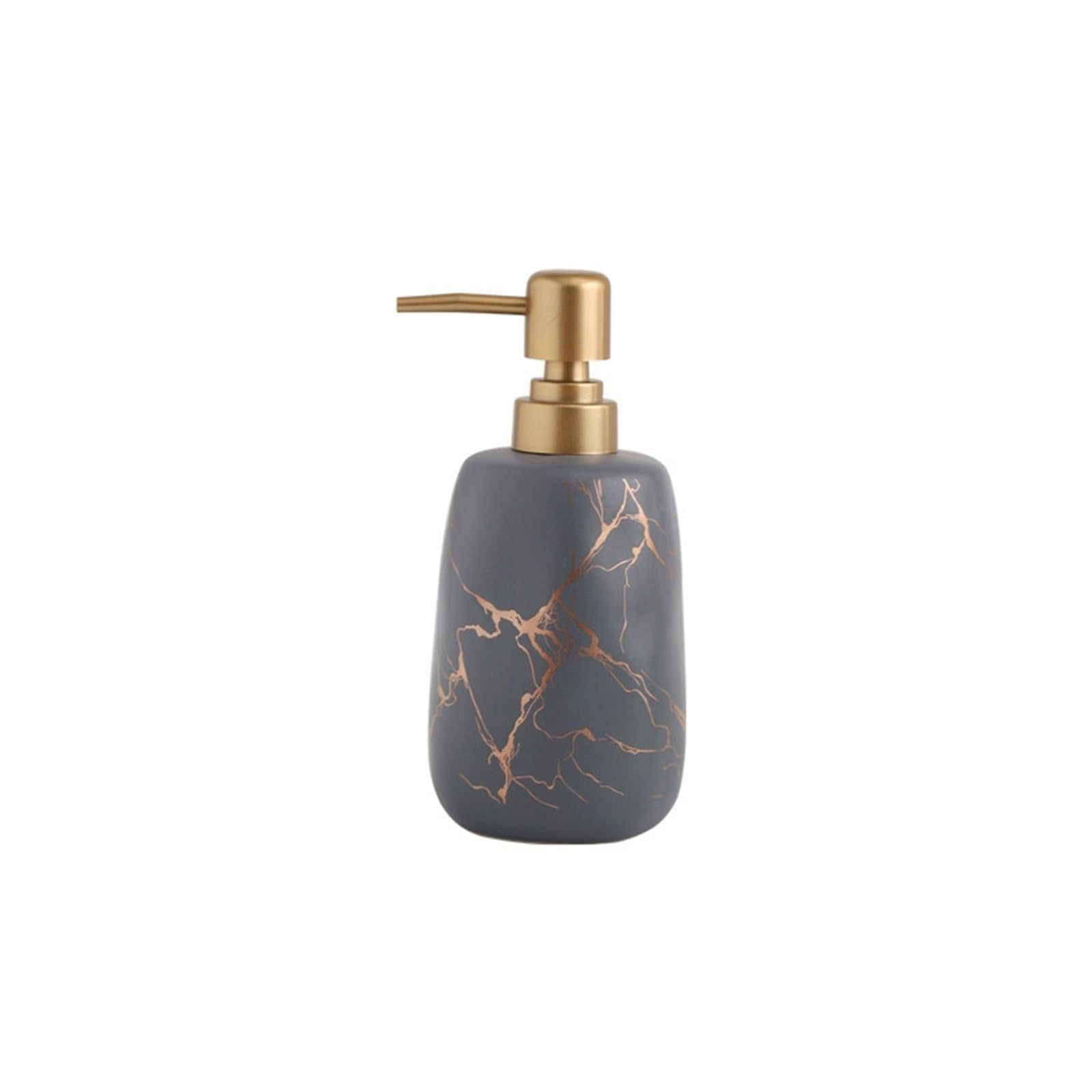 Mdnipqbam Grey Exquisite Bathroom Countertop Soap Dispenser Refillable Ceramic Pump Bottle For Reuse For Bathroom(Grey)