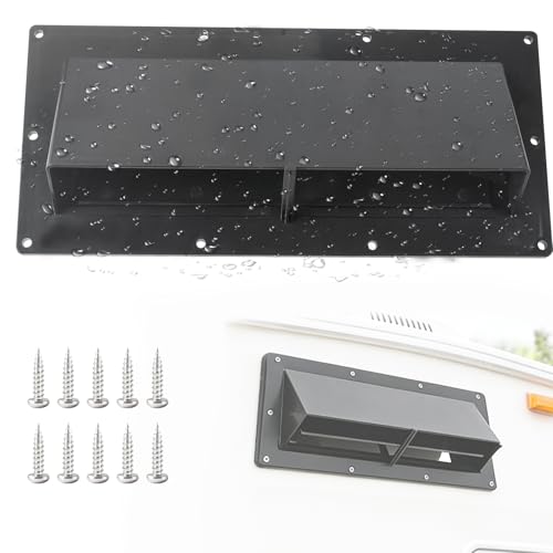 Gekufa RV Exhaust Vent Cover Fits Camper Trailer Motorhome Range Hood & Exhaust Vent Includes 10Pcs Screws (Black)