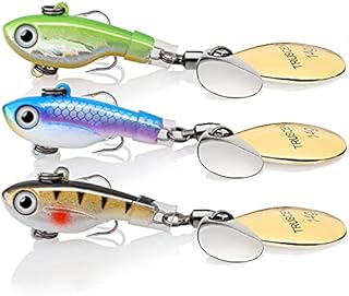 TRUSCEND Fishing Spinner Lures Spinnerbaits Jigging Lures for Pike Mackerel Cod Trout Perch Bass Lures Sea Fishing Accessories Multi-Function Metal Blade Baits Surf Fishing Lure with Tail Spinners