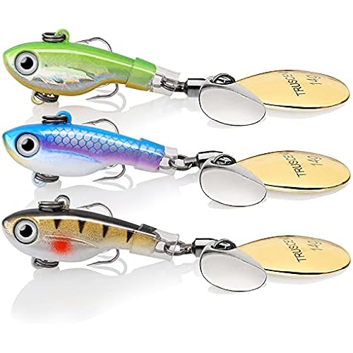 TRUSCEND Swim or Jig Fishing Spinner Baits for Freshwater and Saltwater, Rooster Tail Fishing Lures for Trout Bass Walleye Crappie Salmon Pike, Blade Bait with Copper Blade