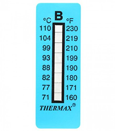 Thermax Irreversible Temperature label 8 level strips, Range: 71 Deg C to 110 Deg C,THE08S-A