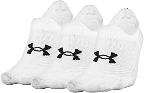 Under Armour Adult Essential Ultra Low Tab Socks, 3-Pairs, White, Shoe Size: Men 4-8; Women: 6-9