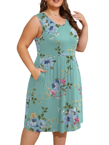 Image of DB MOON Womens 2026 Plus Size Tank Dresses Sleeveless Knee Length Sundress with Pockets