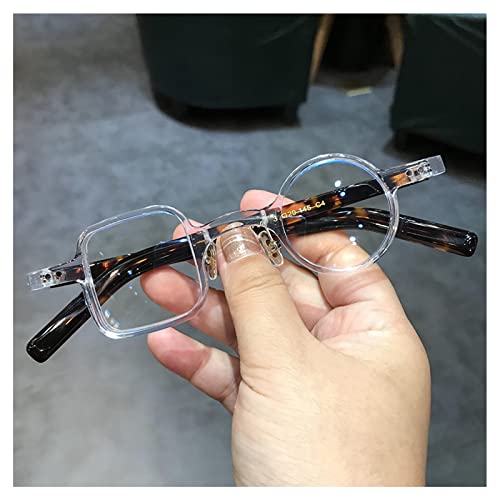 Retro nieregularne kwadratowe okrągłe małe okulary do czytania dla kobiet mężczyzn, modne czytniki komputerowe (kolor: przezroczysty, rozmiar: 2,25 x)