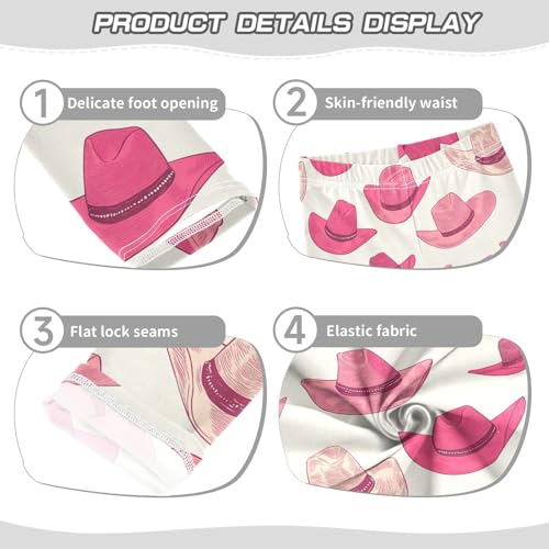 Pink Cowgirl Hats Girls Leggings,Workout Leggings for Girls Toddler Athletic Legging Size for 3-10T3