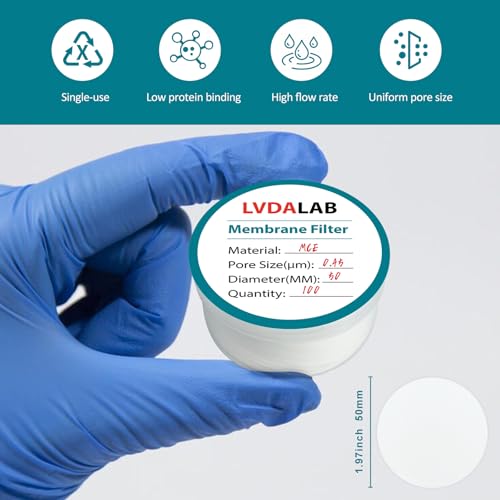 Image of 100Pcs /Pack MCE Membrane Filters, Round Mixed Cellulose Esters Lab Filter Paper, Hydrophilic Filter Paper 0.45m Pore Size, 50mm Diameter,Non Sterile