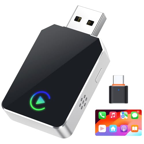 SPIRITIME Wireless CarPlay Adapter for iPhone 2026 Upgraded 2-in-1 Android Auto CarPlay Wireless Adapter Convert Wired to Wireless Fast & Stable Plug & Play (Silvery)