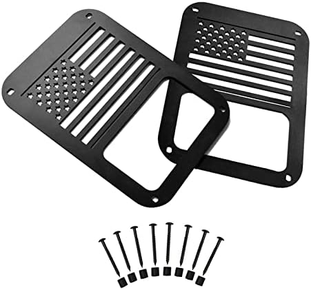 Hooke Road JK Tail Light Cover Taillight Guard US Flag Cage Compatible with Jeep JK Wrangler & Wrangler Unlimited 2007-2018 - Pair (Black,Old Glory)