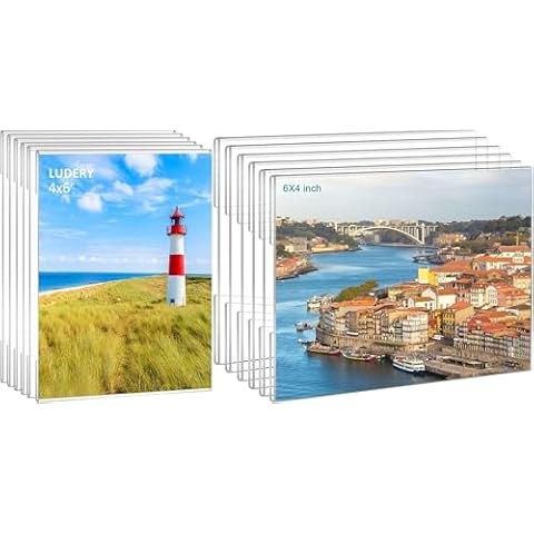 Ludery Acrylic Picture Frames 4x6, 4x6 Picture Frame, Set of 6 Clear Acrylic Photo Picture Frames, Wall Mounting Frame Display Pictures for Home,School,office Cover