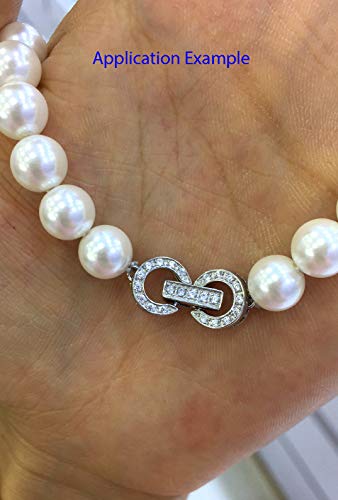 Adabele SS378-3 (2PC) 2Pcs Adabele Authentic 925 Sterling Silver Snap Lock Fold-Over Necklace Enhancer Hinged Clasp Cubic Zirconia Cz Diamond Tarnish Resistant For Jewelry Making Ss378-3 thumb #2