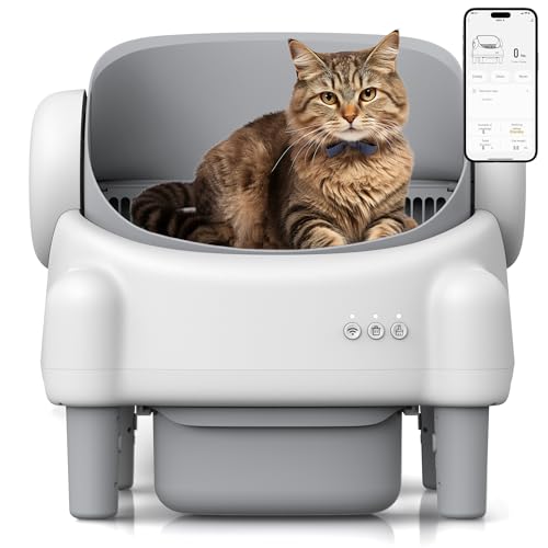Lettiera Gatto Autopulente XXL, Cassetta Dell'Arena Automatica - 68L Capacità, Controllo delle Applicazioni, Lettiera Autopulente per Gatti Grande e Aperta con Funzione Deodorare (SO-A)