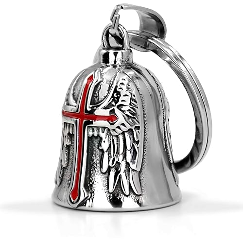 PEVRUAY Campanella per Moto, Campana CigaMaTe, Portachiavi Guardian Bell, Portafortuna in Acciaio Inox