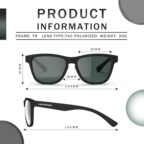 Lasiyanor Lightweight TAC Square Polarized Sunglasses TR90 Frame UV400 Trendy Designer Sun Glasses for Women Men3