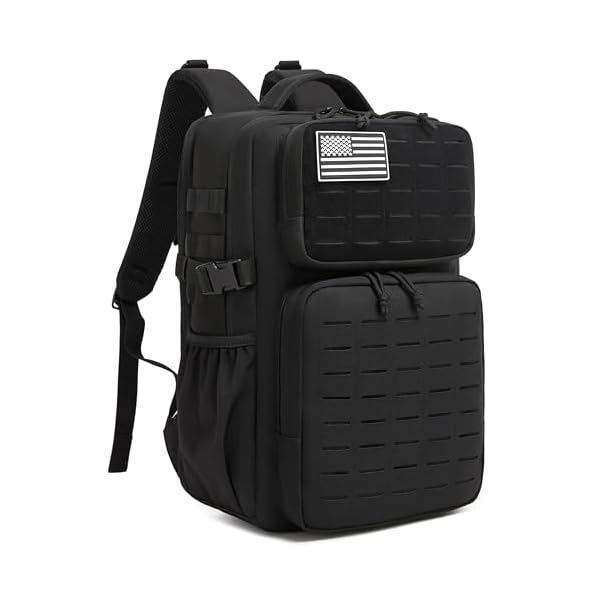 Wotony Military Tactical Backpack for Men Waterproof Daypack 3 Day Assault Pack Laser-Cut MOLLE Webbing Design with Water Bottle Holder Black Small Tactical Assault Bag