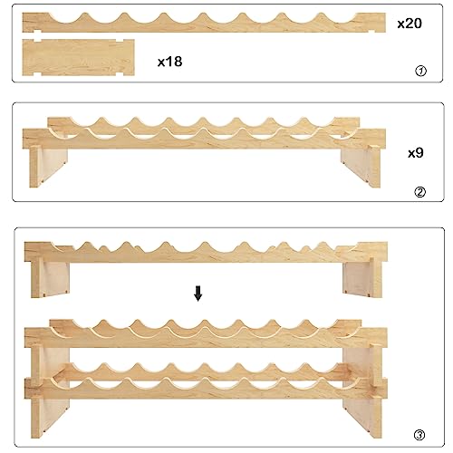 sogesfurniture Weinregal Flaschenregal mit 10 Ebenen für 100 Flaschen Wein Holzregal Weinhalter Weinständer Flaschenständer für Küche, Esszimmer, Bar, 110x30x116.5 cm