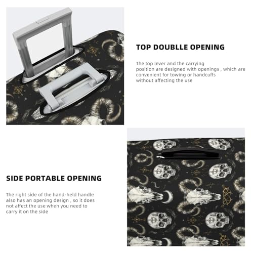 Luggage Cover Protector - Vintage Black Gold Goat Skull Print Suitcase Covers for Luggage Fit 18-21 Inch Suitcase4