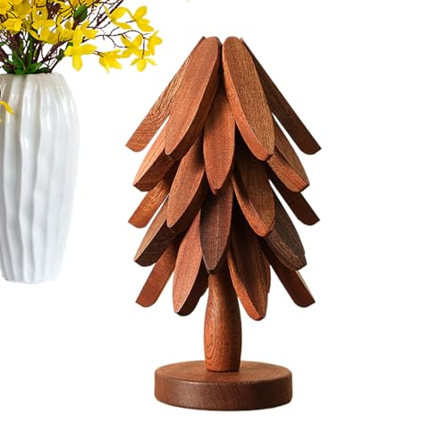 Tanakeji Baumförmige Holz Untersetzer,Weihnachtsbaumförmiger...