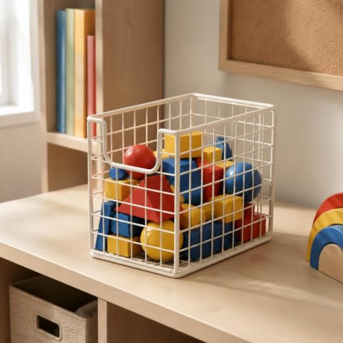 Cesta metálica rectangular resistente con ruedas de rejilla negra para el hogar 8