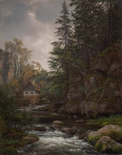 Pintura al óleo el molino de Johan Christian Dahl, lienzo de gran formato