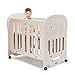GOPLUS 2 in 1 Culla Lettino Neonato, Regolabile a 2 Altezze, Ruote Staccabili, Materasso Incluso, con Barre Protettive, Età Cosigliata 0+ Mesi, Portata di 30kg, 106x70x98cm, Beige