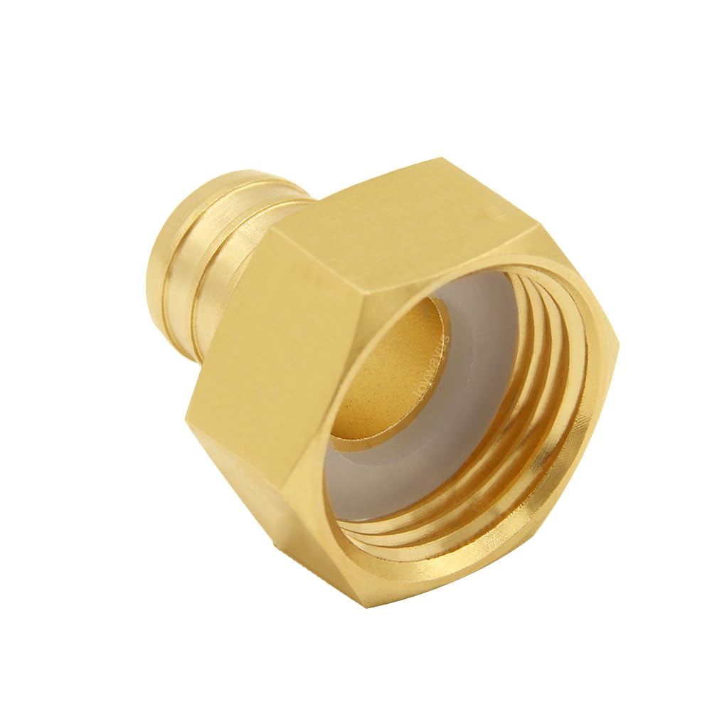 Joywayus Raccordo per tubo dell'acqua da giardino con filettatura femmina da 1,9 cm x 1,9 cm, girevole, esagonale, in ottone, per casa, barca, prato, lavaggio elettrico, irrigazione (confezione da 3)