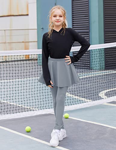 Arshiner Girls Skirted Leggings Yoga Tennis Golf Pants With A Line Skirt 3-10 Years Grey #TOP3