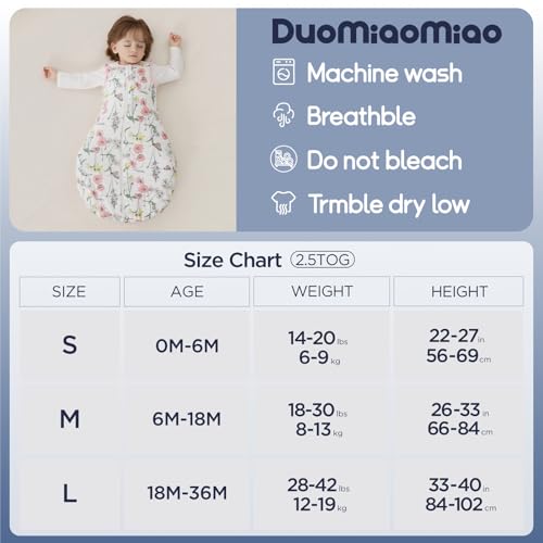 Image of Duomiaomiao 1.5 TOG Baby Sleep Sack 100% Cotton Four Season Baby Wearable Blanket, Breathable Comfy Toddler Sleeping Bag