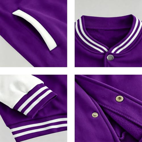 Varsity Jacket for Men Button Down Fleece Streetwear Bomber Jacket - image 6