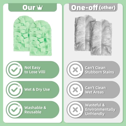 Image of 12 PCS Fleece Reusable Duster Refills Compatible with Swiffer Handle, Washable Heavy Duty Duster Pads for Fan, Window, Furniture, Car, 360 Cleaning Cloths Include 1 Handle, Morandi Colors