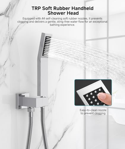 Image of SR SUN RISE Shower System 12-Inch Rainfall Shower Head Polished Chrome