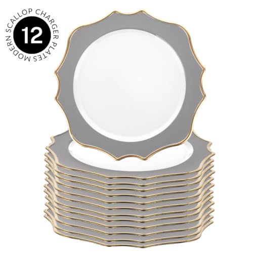 Platos cargadores gris moderno, juego de 12 unidades miniatura 4