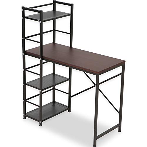 LOWYA ロウヤ デスク パソコンデスク 収納ラック付 左右対応 天板 幅90cm 木目天板 ブラウン LOWYA ロウヤ デスク パソコンデスク 収納ラック付 左右対応 天板 幅90cm 木目天板 ブラウン