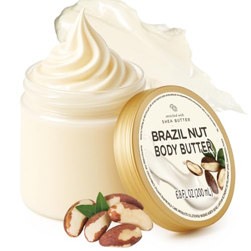 Embleaf Brazil Nut Body Butter Shea Body Butter for Women Dry Skin Natural Brazil Nut Lotion for Body Care Smell Good-6.8 floz(200ml)