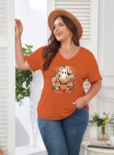Image of ForHailey Women's Plus Size V Neck Tops Summer Short Sleeve T Shirt