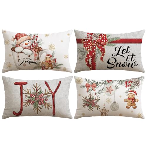 Artscope 4er Set Schneemann und Lebkuchenmann Kissenbezüge 40x60cm...