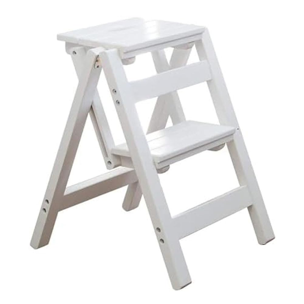 Ghygetrich Step Ladder, Folding Step Stool 2 Step Ladder Ladder Small Step Ladder Wooden Step Stool B 2 Steps