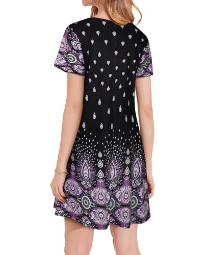Image of JOLIGAL Summer Dresses for Women Casual Short Sleeve Sundress Scoop Neck Beach T Shirt Dress with Pockets 2026