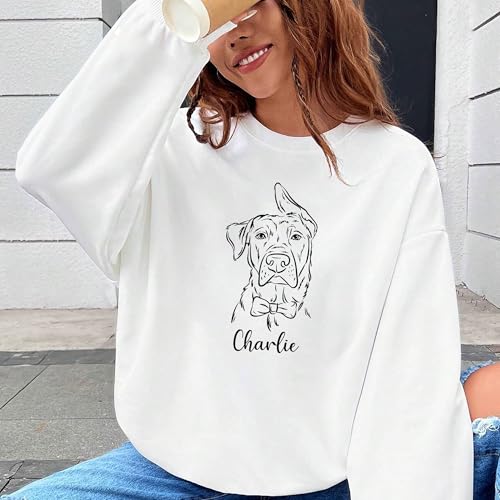 Noni Personalized Portrait Hoodie or Sweatshirt with Dog Cat Photo, Custom Sweatshirt with Drawing and Name, Unique Gift for Dog Mom Dad, Animal Lover Birthday 44