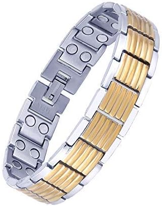 AMAZHEAL Bio Magnetic Latest Therapy Double Ton Titanium Metal Bracelet For Men & Women
