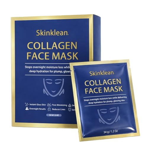 SkinKlean Collagen Face Mask Deep Hydration Refreshing And Light Gentle Daily Care for Contour-Fitting 4 Patch