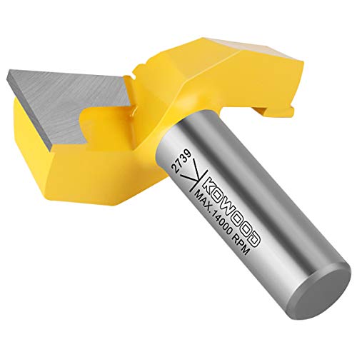 Kowood 1/2” Inch Shank 2-1/4” (Dia.) Bottom Cleaning Router Bits (Mortising Bit, Spoil Board Surfacing, Slab Flattening Woodworking Milling Cutter) With Carbide Tipped #TOP2