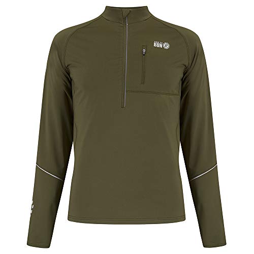 Time To Run Para Hombre Camiseta Térmica De Running para Invierno De Manga Larga y Cremallera En El Cuello XL Verde Oliva