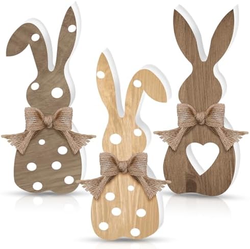 Amazon.com: Beeveer 3 Pcs Easter Bunny Table Decorations for Home ...