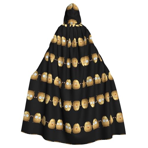 Cape à capuche pommes de terre adulte longue et ample pour déguisement homme et femme