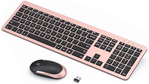 seenda Wireless Keyboard and Mouse Combo, Rechargeable Quiet Keyboard Mouse, Sleek and Ultra Thin Design, Full-Size with Number Pad for Windows, Laptop, PC, Notebook, Desktop (Rose Gold & Black) seenda Wireless Keyboard and Mouse Combo, Rechargeable Quiet Keyboard Mouse, Sleek and Ultra Thin Design, Full-Size with Number Pad for Windows, Laptop, PC, Notebook, Desktop (Rose Gold & Black)
