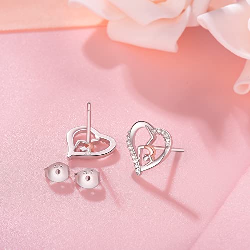 925 Sterling Silver Heart Gymnastics Earring For Girls Gymnast Love Stud Earrings Jewelry Fashion Sport Ballerina Birthday Christmas Gifts For Teens Daughter Granddaughter #TOP3